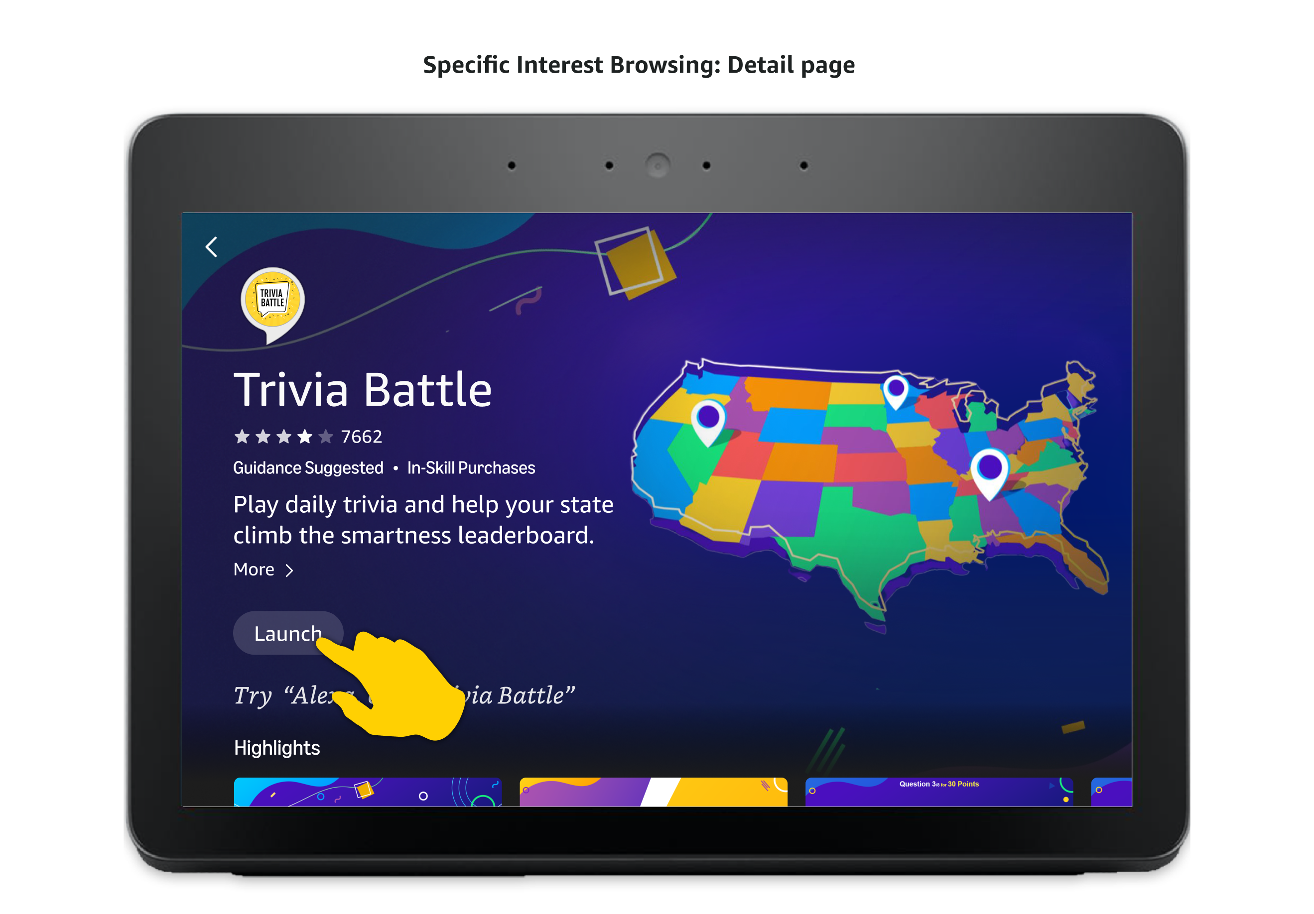 Discovery flow: tapping Launch on the skill detail page