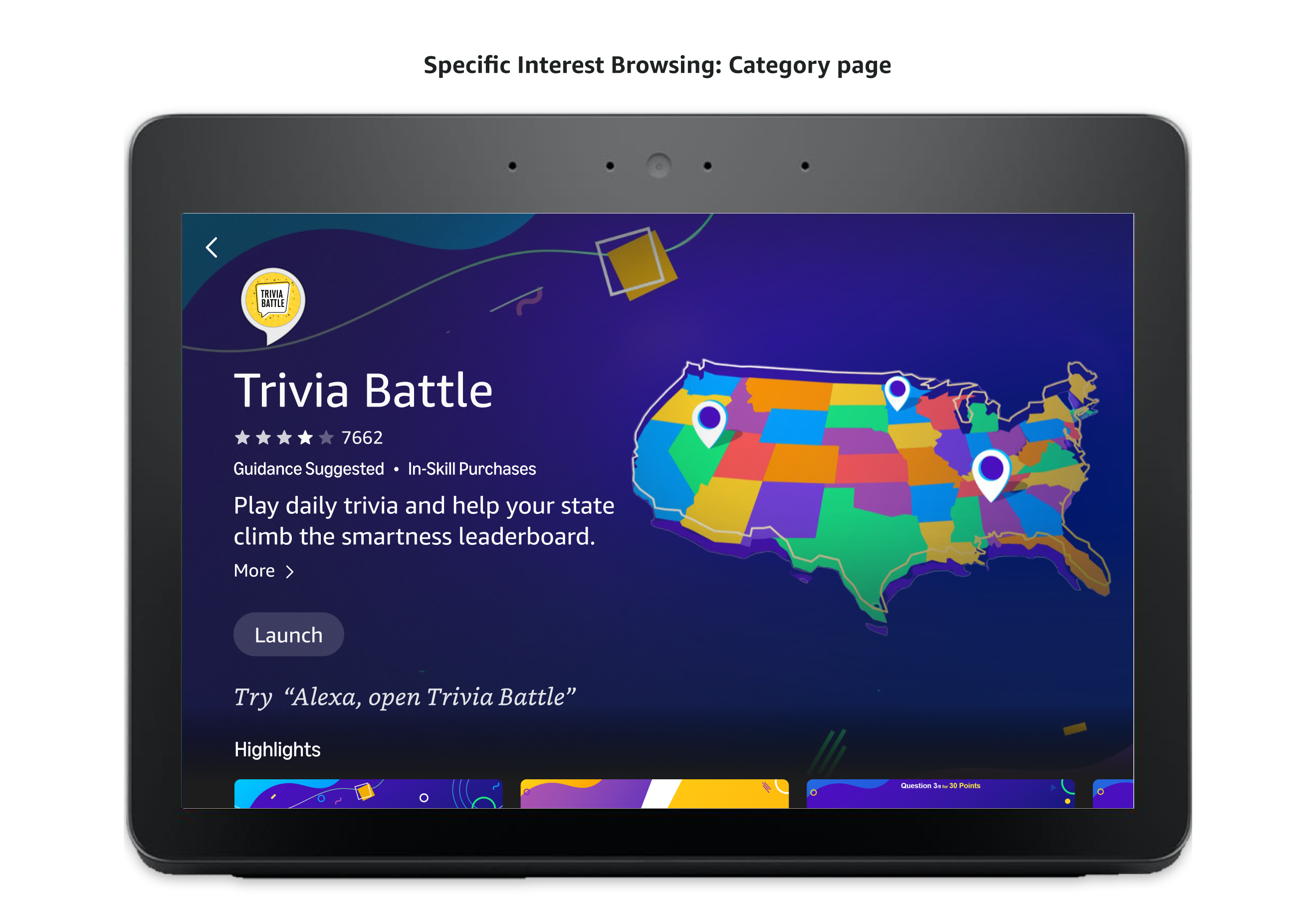 Discovery flow: Trivia Battle skill detail page