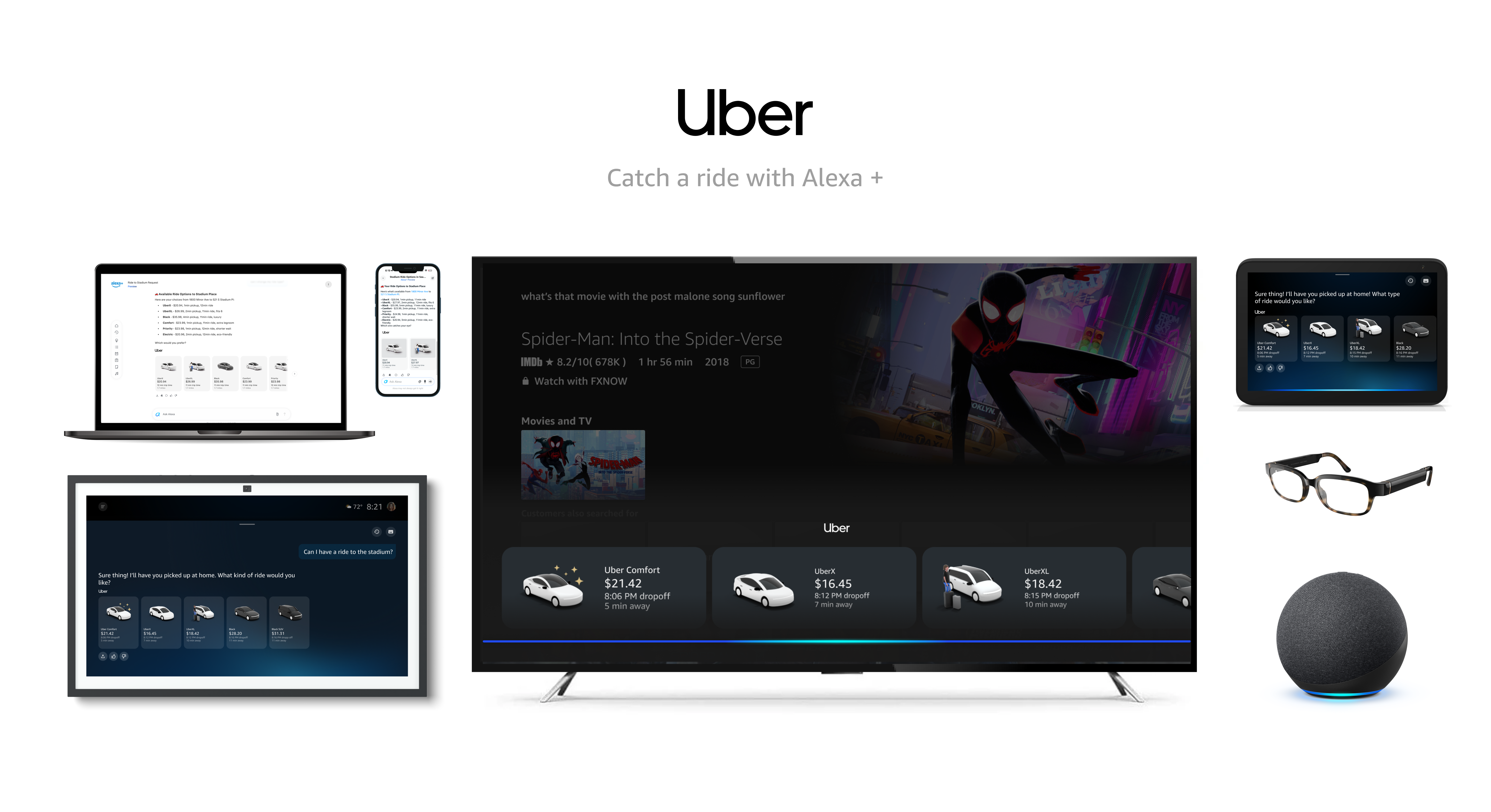 Uber Rides for Alexa+ multi-device overview