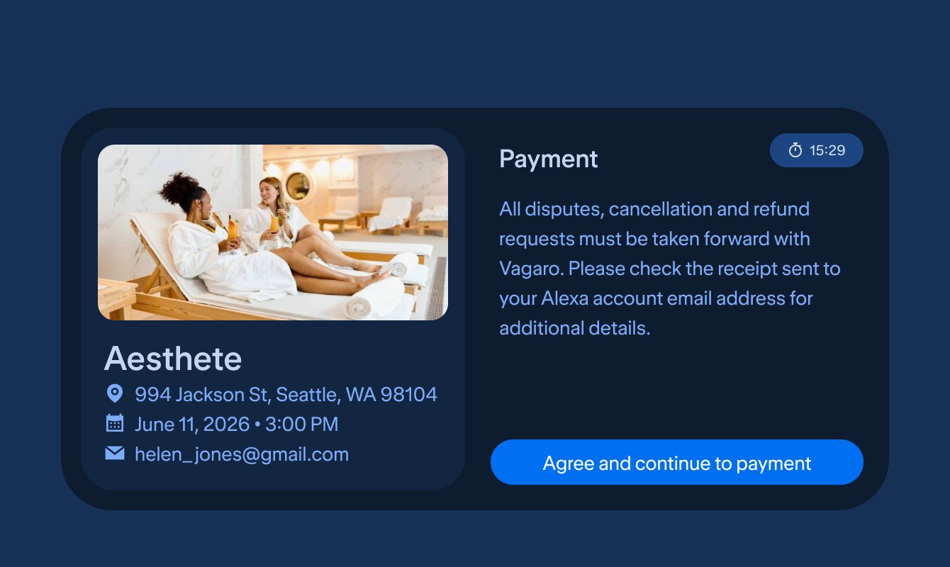 Legal disclosure copy on the original Vagaro payment screen