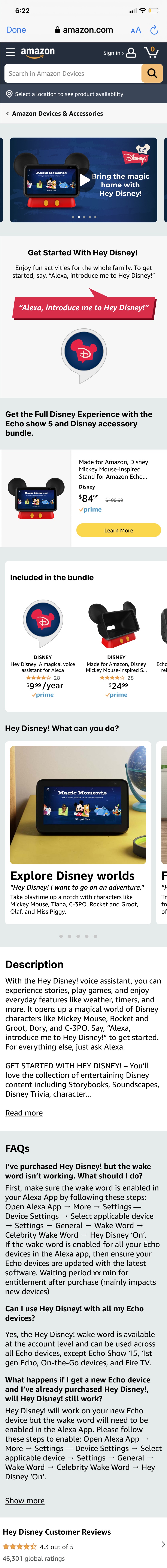 Scrollable core user experience page, mobile