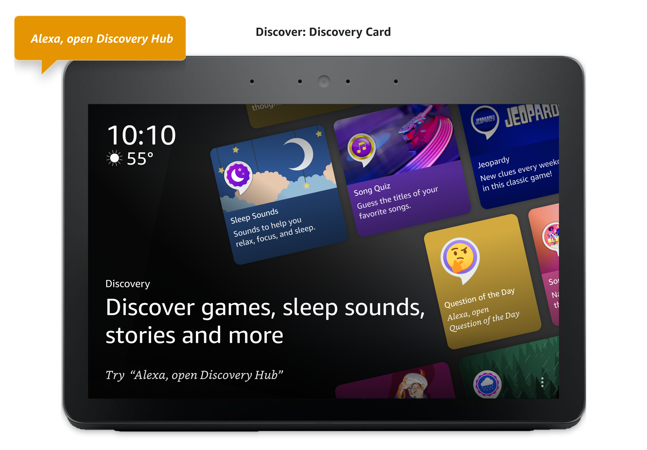 Discovery flow: saying "Alexa, open Discovery Hub"