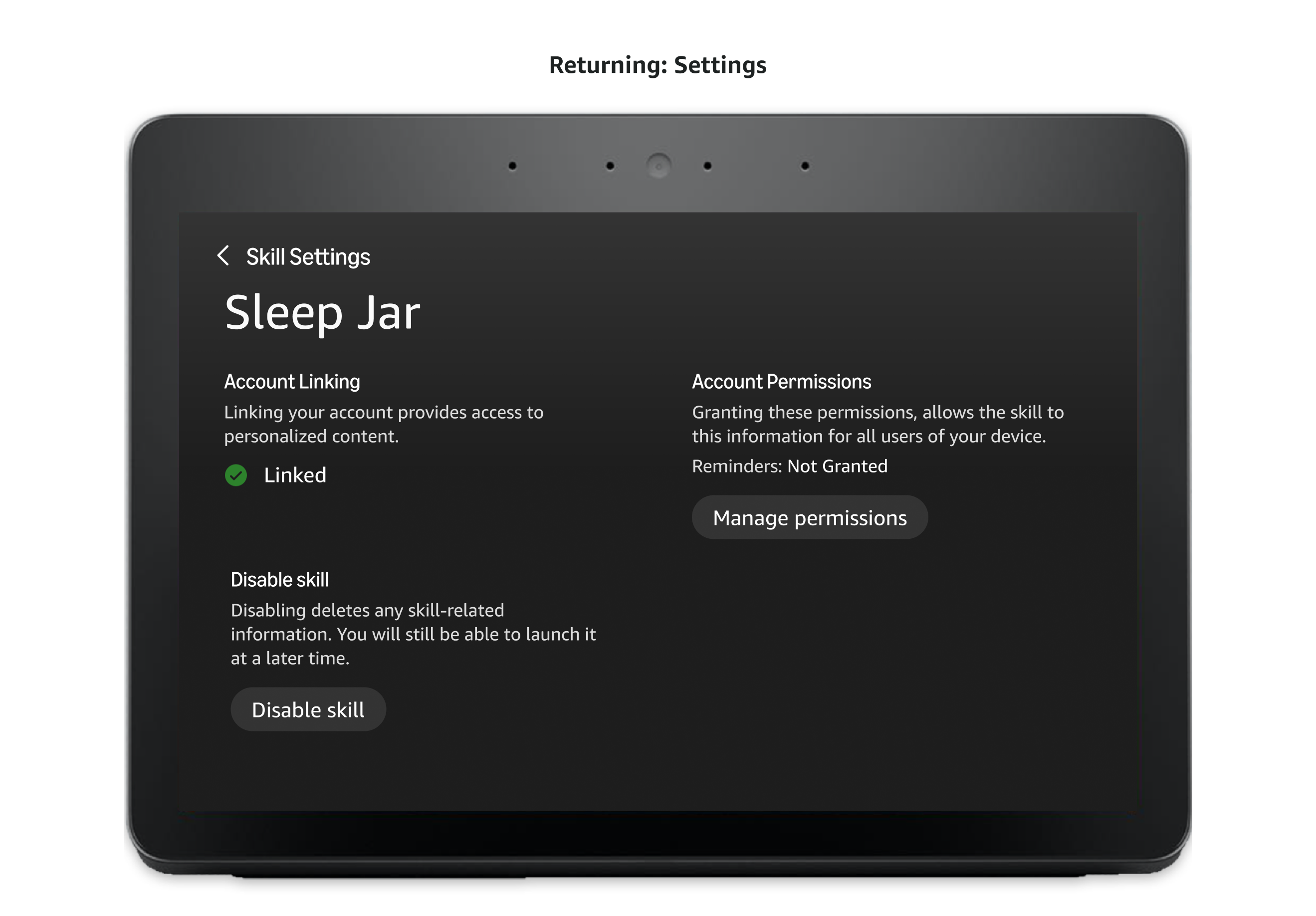 Skill management flow: skill settings page